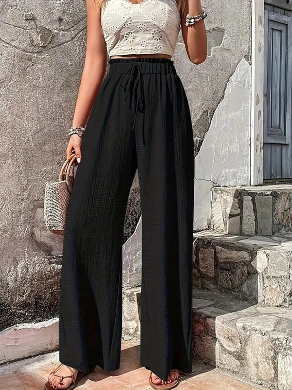 Elastic Waist Trousers - Black