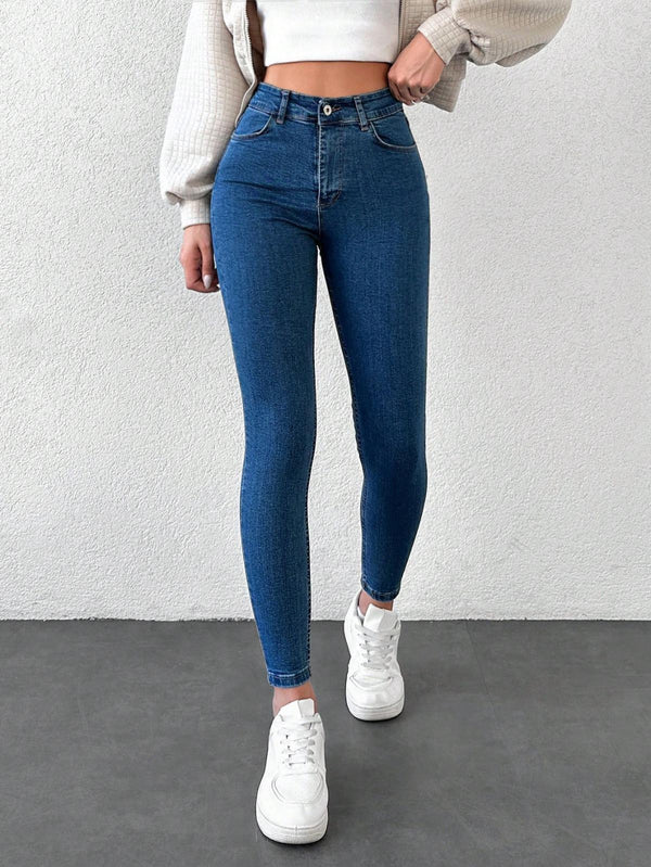 Skinny Leg Denim Jeans- Blue