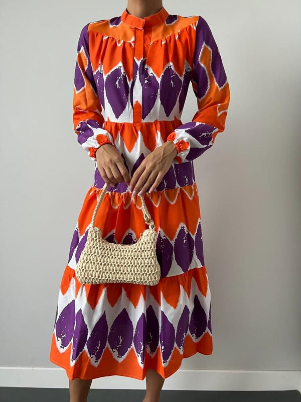 POPLIN PATTERNED DRESS